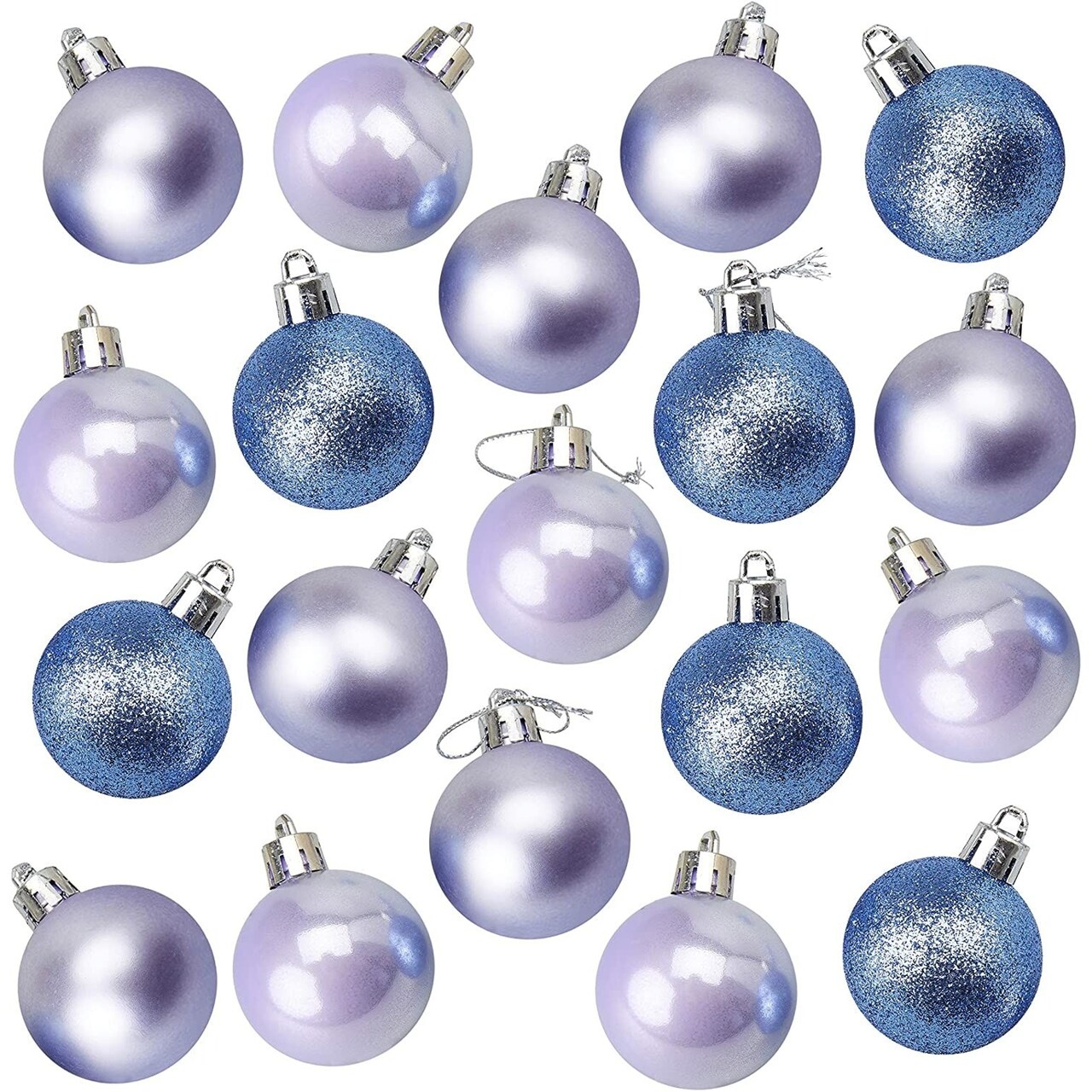Mini Christmas Tree Ornament Set, Hanging Decorations (Blue, Lavender, 1.5 In, 48 Pack)